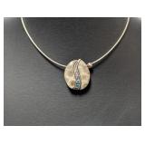 16' .925 Blue and Beige Stone Necklace 25.9g