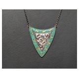 24-28' .925 Sterling Patina Shield Necklace 17.4g