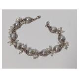 7' .925 Pearl Cluster Bracelet 25.3g