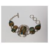 7' .925 Multicolor Stone Link Bracelet 18.8g