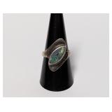 .925 Sterl Abalone Stone Swirl Ring Sz 9