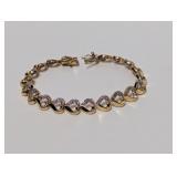 7' Vermeil/.925 Sterl Diamond Heart Bracelet