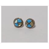 .925 Sterl Turquoise/MOP Earrings