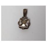 .925 Sterl Square Faceted Stone Pendant