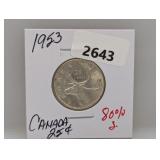 1953 80% Silv Canada Quarter