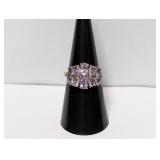 .925 Sterl Graduated Purple Stone Ring Sz 7
