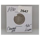 1916 .925 Silv Canada Dime