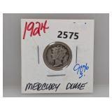 1924 90% Silv Mercury Dime