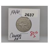 1946 80% Silv Canada Quarter