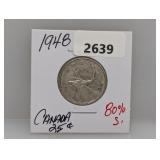 1948 90% Silv Canada Quarter