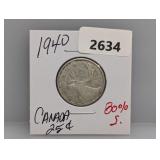 1940 80% Silv Canada Quarter
