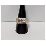 Vermeil/.925 Sterl Clear Stone Ring Sz 10