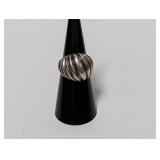 .925 Sterl Ribbed Wide Band Ring Sz 7