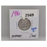 1916 90% Silv Mercury Dime