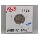 1923 90% Silv Mercury Dime