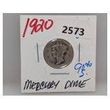 1920 90% Silv Mercury Dime
