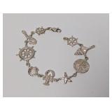 7' .925 Sterl Nautical Theme Charm Bracelet
