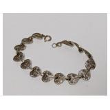 8' .925 Sterl Ornate Filigree Leaf Link Bracelet