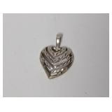 .925 Sterl Diamond Cut Heart Pendant