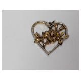 Vermeil/.925 Sterl Flower & Heart Pendant