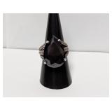 .925 Sterl Lg Blue Pear Shape Ring Sz 8.5