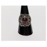 .925 Sterl Round Center Stone Ring Sz 8.5