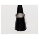 .925 Sterl Moonstone Scrollwork Ring Sz 7