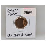 Off Center Error Lincoln Penny