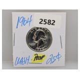 1964 PF 90% Silv Wash Quarter
