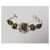 7' .925 Sterling Chrysocolla Bracelet 18.8g