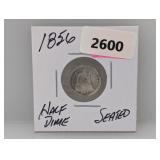 1856 90% Silv Seated Half $1 Dime
