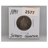 1891 90% Silv Seated Quarter