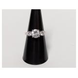 .925 Sterl Clear Three Stone Ring Sz 7