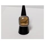 .925 Sterl Earth Tone Gem Ring Sz 8.5