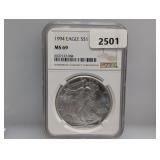 NGC 1994 MS69 1oz .999 Silv Eagle $1