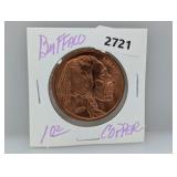 1oz .999 Copper Buffalo Round