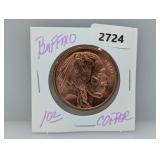 1oz .999 Copper Buffalo Round