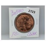 1oz .999 Copper Buffalo Round