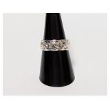.925 Sterl Ornamental Leaf Pattern Band Sz 8.5