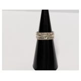 .925 Sterl Geometric Line-Pattern Ring Sz 5