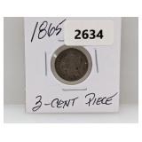 1865 90% Silv Three Cent Piece
