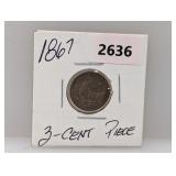1867 90% Silv Three Cent Piece