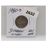 Key Date 1950-D Jefferson Nickel