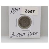 1871 90% Silv Three Cent Piece