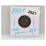 1943-P 35% Silv War Nickel
