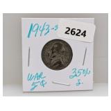 1943-S 35% Silv War Nickel