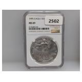 NGC 1995 MS69 1oz .999 Silv Eagle $1