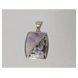.925 Sterling Abalone/Purple Stone Pendant