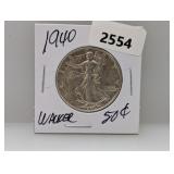 1940 90% Silv Walker Half $1 Dollar