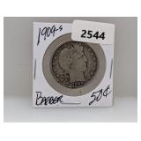 1909-S 90% Silv Barber Half $1 Dollar